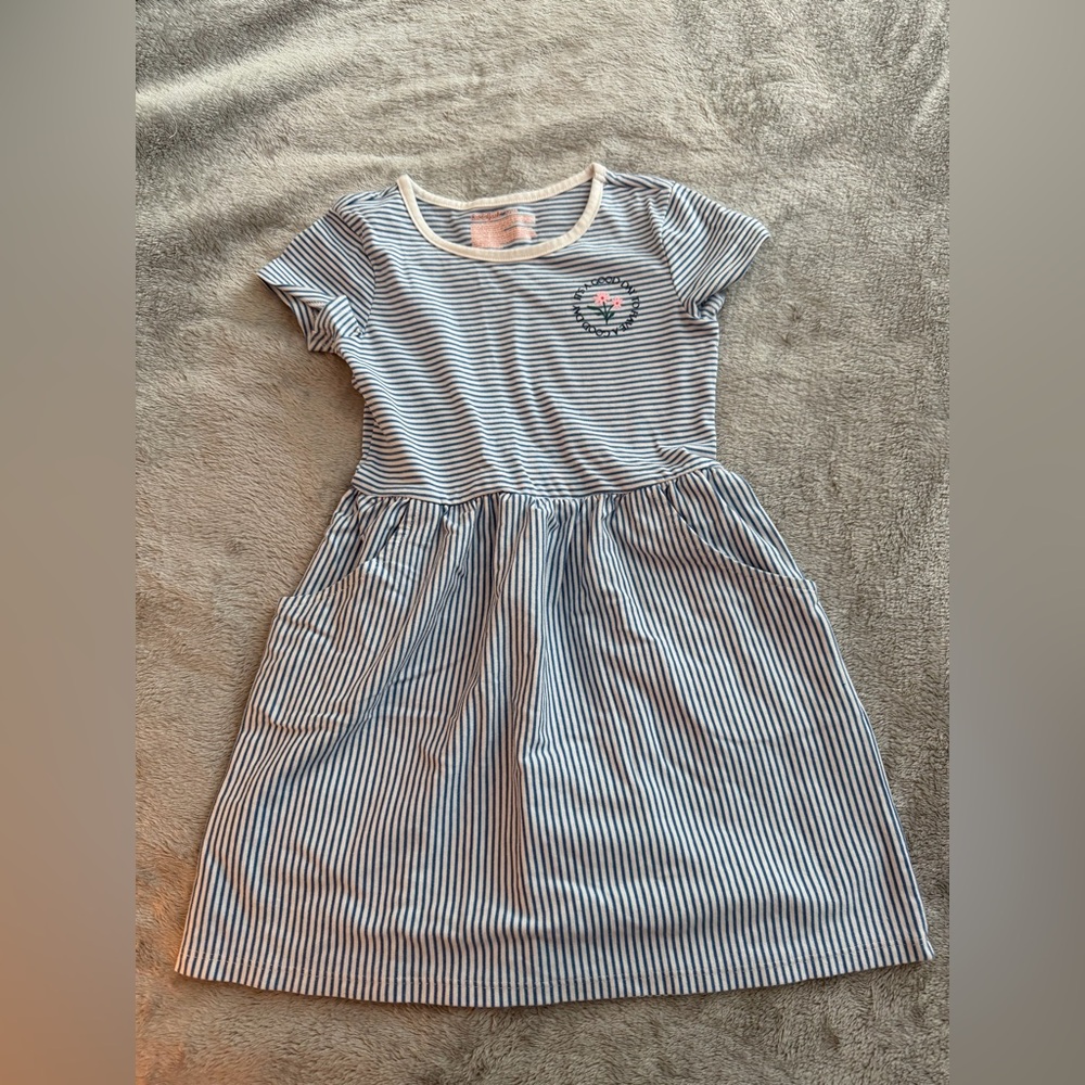 Cat & Jack Blue and White Striped Kids Dress
